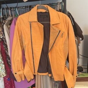 Rag & Bone Chic Belted Leather Jacket Size 4 🔥🧡